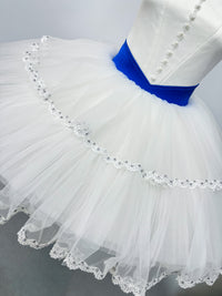 White Royal Blue Ribbon Classical Tutu