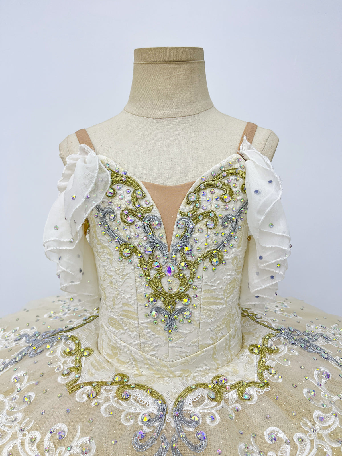 Classical Ivory Gold Lace Tutu