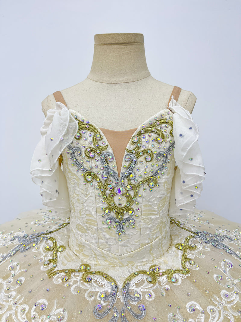 Classical Ivory Gold Lace Tutu