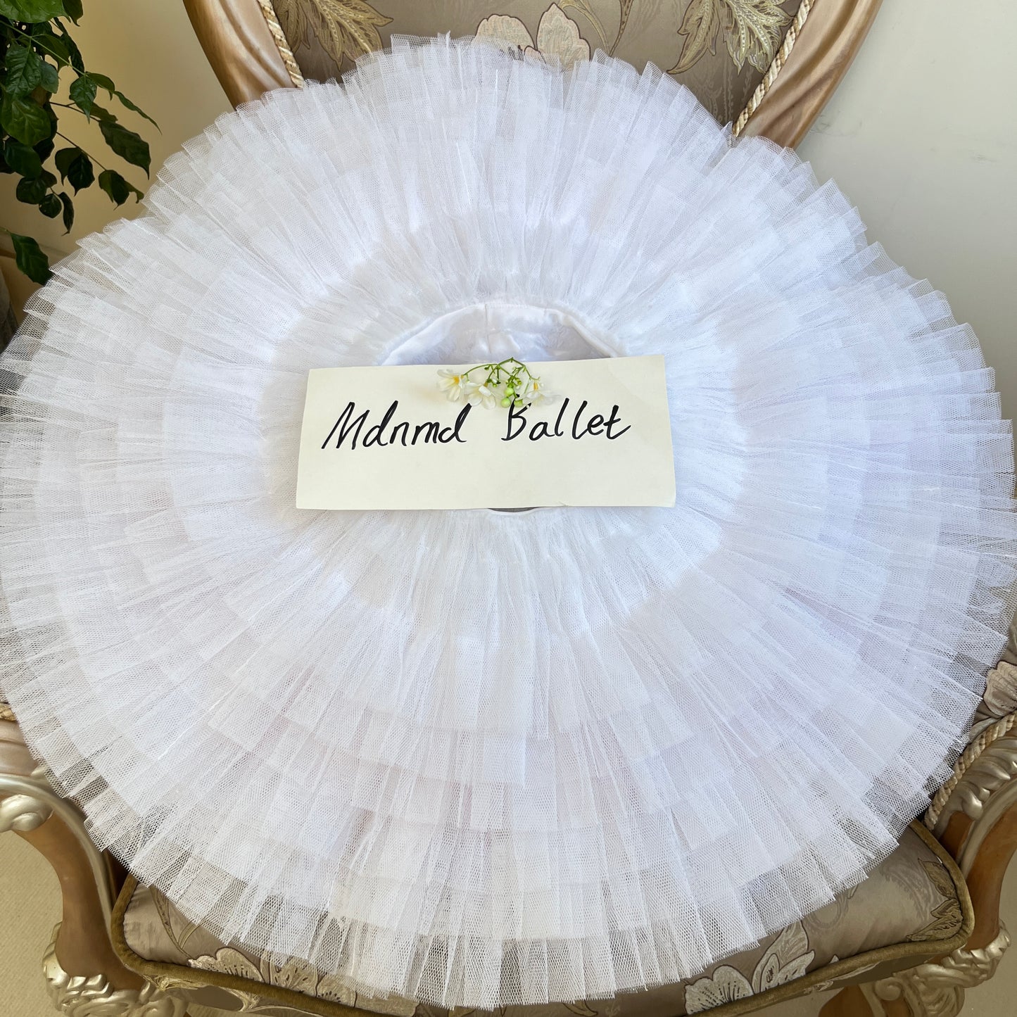 Pink Ballet Tutu with Golden Floral Embroidery for Performances - MDT0444