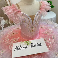 Elegant Pink Ballet Tutu with Lace and Rhinestone Accents - MDT0893