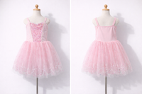 Girls Pink Princess Dress, Sparkle Lace Trim Tutu, Sleeveless Costume-ALP0106