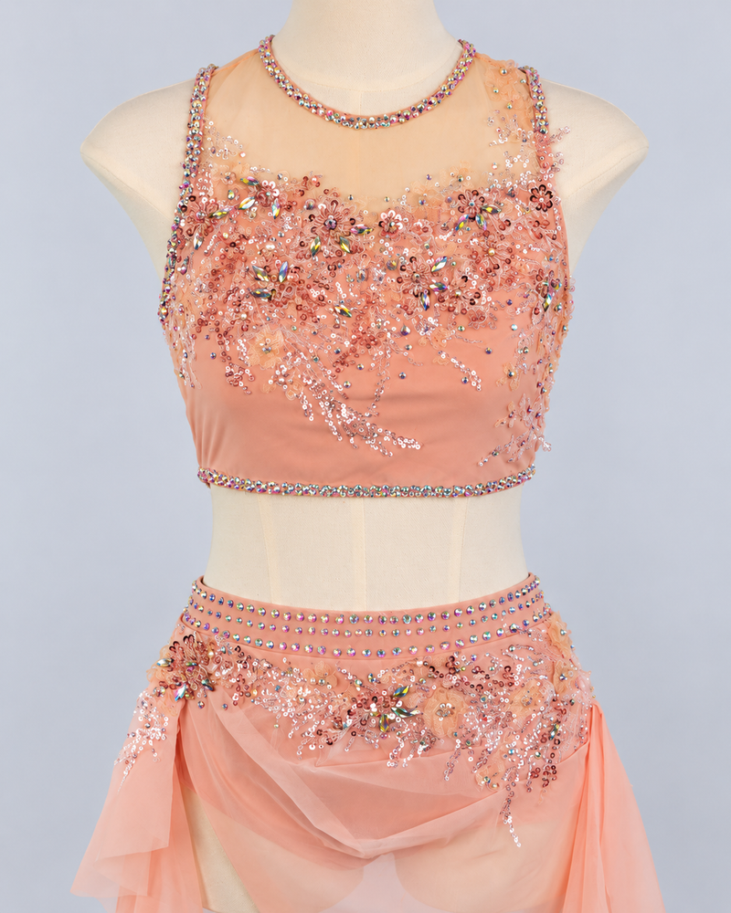 Peach Beaded Two Piece Lyrical Costume