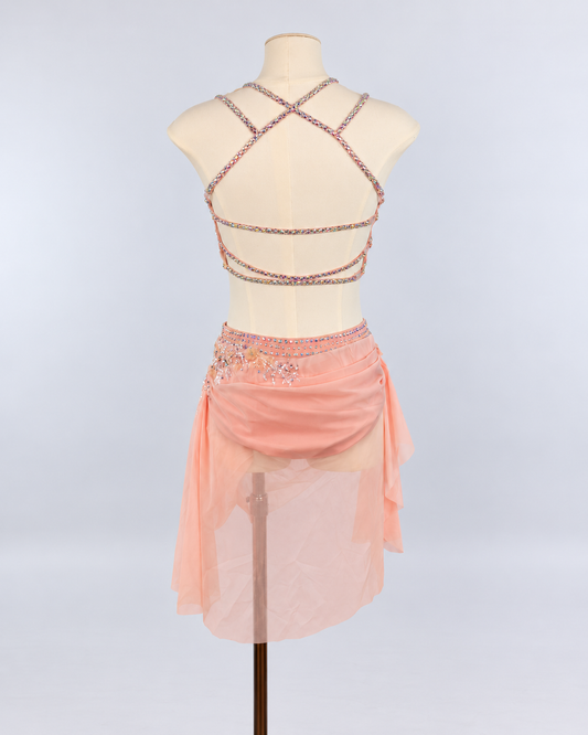 Peach Beaded Two Piece Lyrical Costume