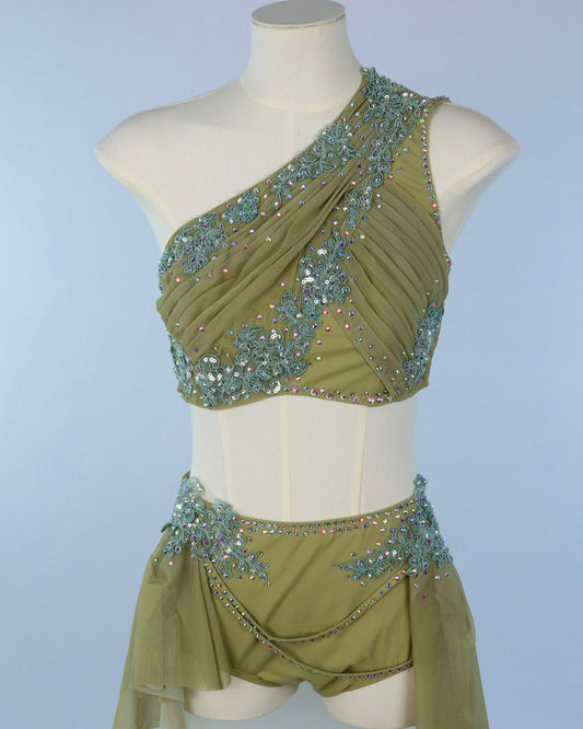 Olive Crystal Two Piece Lyrical Costume