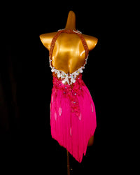 Magenta White Blossom Latin Dance Dress