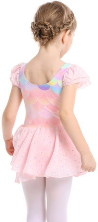 Sparkly Sequin Twirl Dress | Mermaid Scale Dancewear & Gymnastics Leotard | Perfect Gift for Girls | Available in two colors,Ready to Ship!-AM202