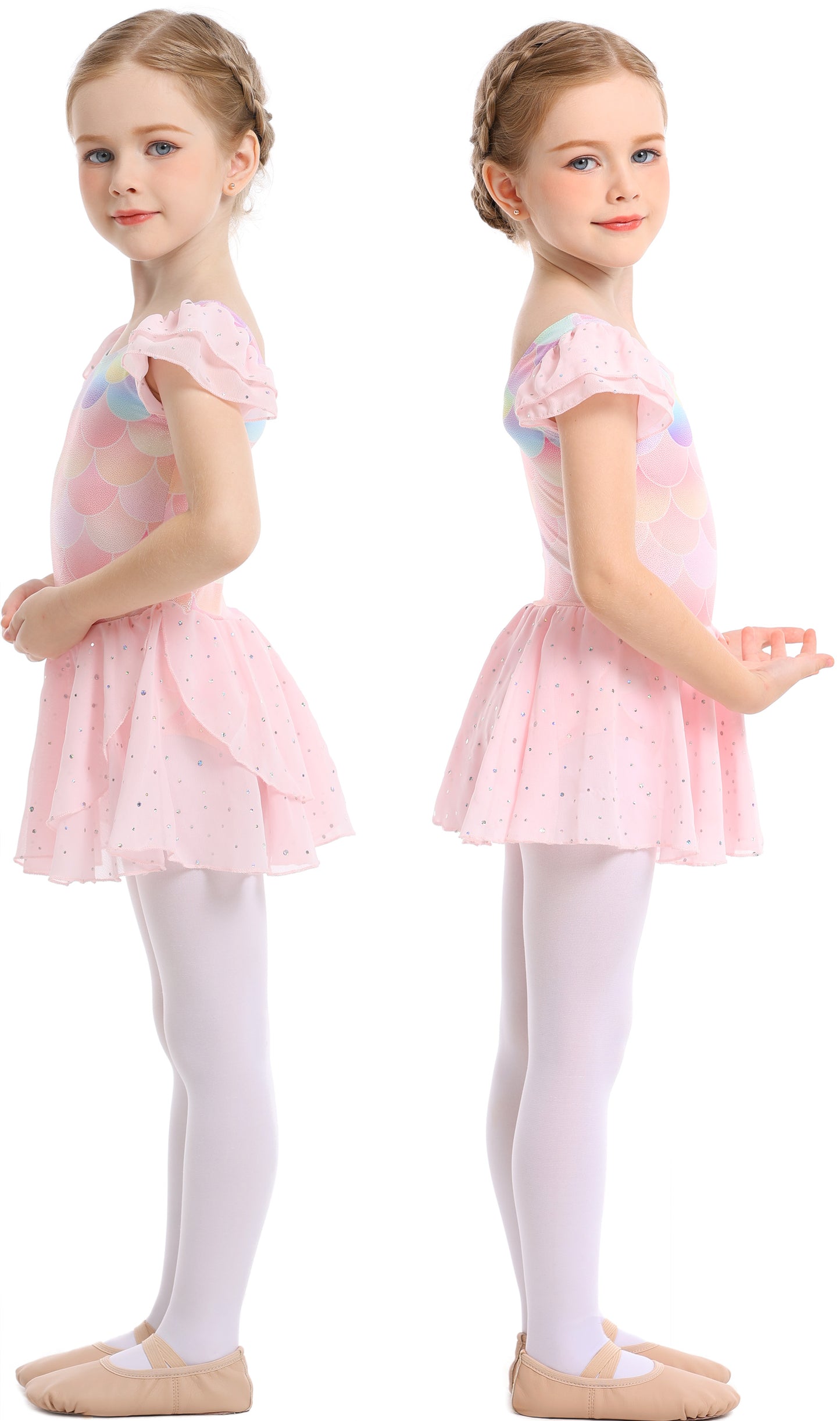 Sparkly Sequin Twirl Dress | Mermaid Scale Dancewear & Gymnastics Leotard | Perfect Gift for Girls | Available in two colors,Ready to Ship!-AM202
