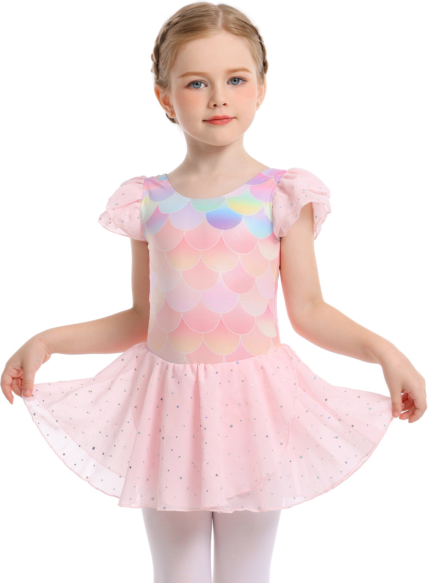 Sparkly Sequin Twirl Dress | Mermaid Scale Dancewear & Gymnastics Leotard | Perfect Gift for Girls | Available in two colors,Ready to Ship!-AM202