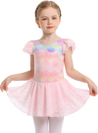 Sparkly Sequin Twirl Dress | Mermaid Scale Dancewear & Gymnastics Leotard | Perfect Gift for Girls | Available in two colors,Ready to Ship!-AM202
