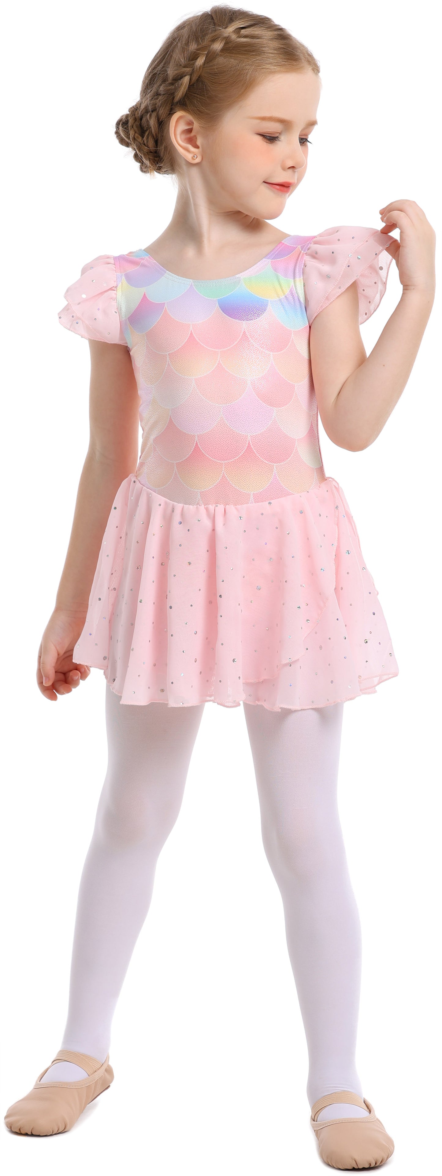 Sparkly Sequin Twirl Dress | Mermaid Scale Dancewear & Gymnastics Leotard | Perfect Gift for Girls | Available in two colors,Ready to Ship!-AM202