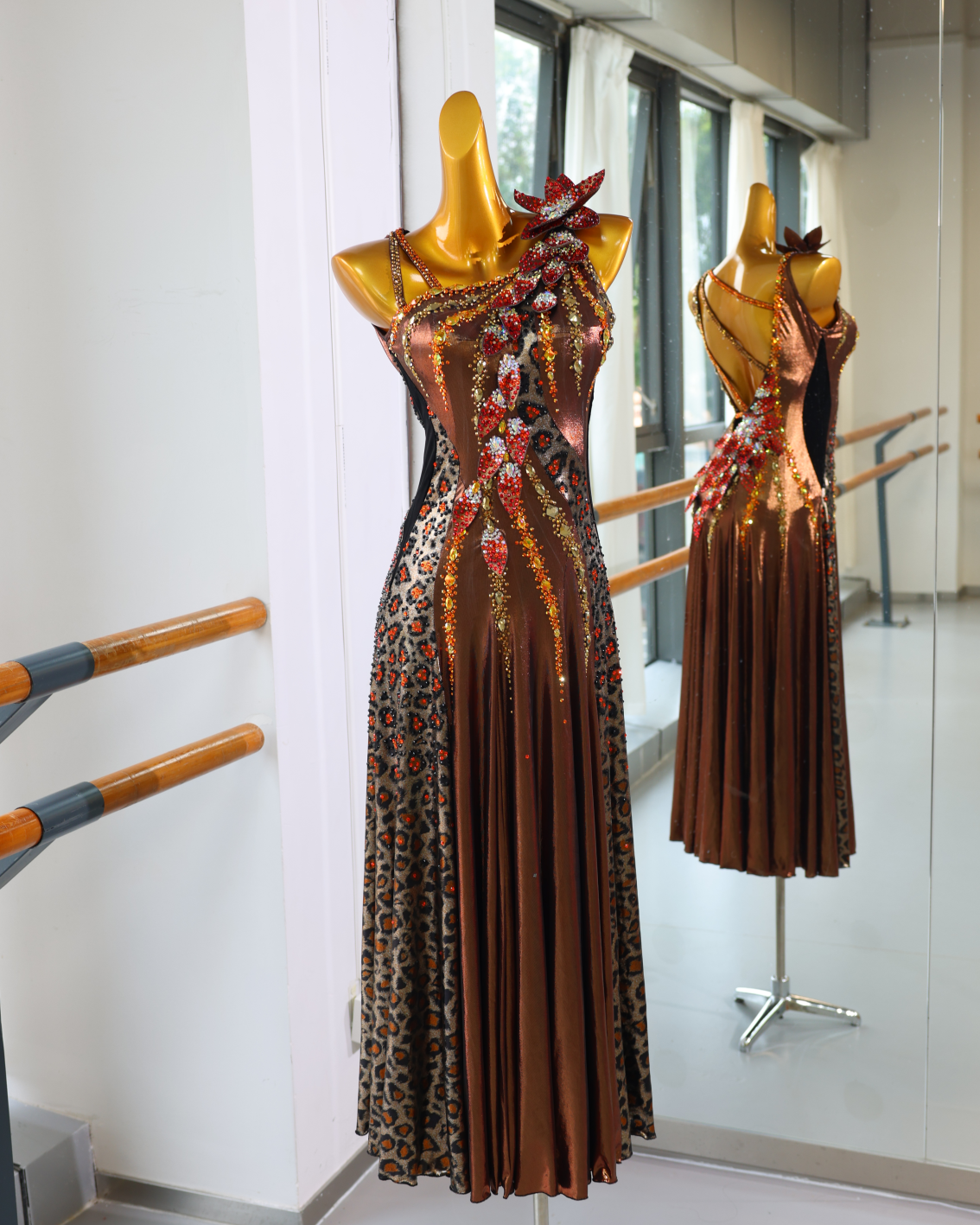 Copper Leopard Ballroom Dance Dress