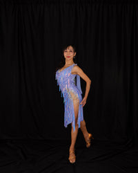Lavender Sequin Drop Latin Dance Dress