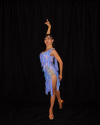 Lavender Sequin Drop Latin Dance Dress