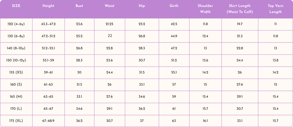Size Chart 1