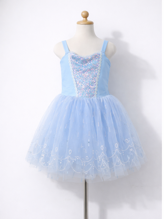 Girls Sweert Blue&Pink Princess Dress – Sequin & Tulle Birthday Costume-ALP0106