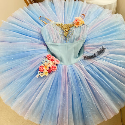 Stunning light blue fairy ballet tutu from the ballet "The Sleeping Beauty" is an ideal Flower Fairy Tutu. -MDT1220