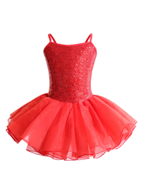 Girls Sequin Cami Ballet Leotard Tutu Dress-TM034