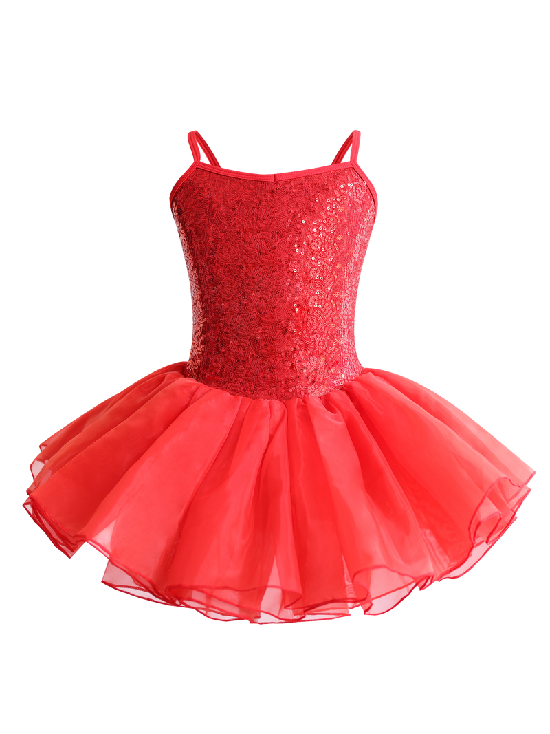 Girls Sequin Cami Ballet Leotard Tutu Dress-TM034