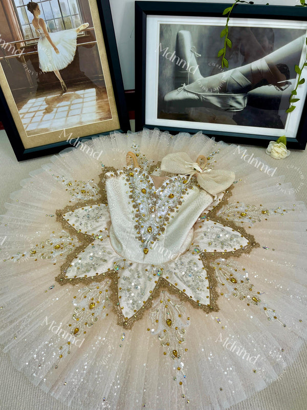 Gold and White Professional Ballet Tutu Pancake Tutu Custom made