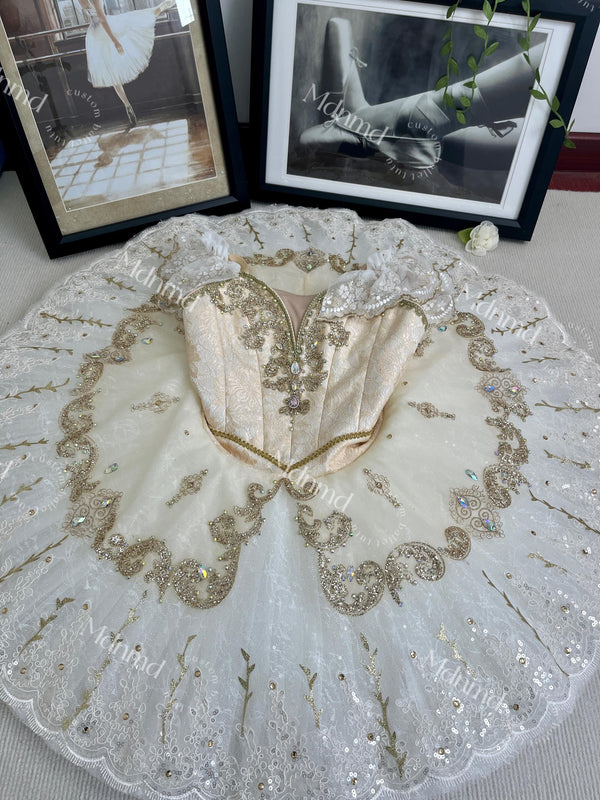 Exquisitely Handmade Gold Professional Ballet Tutu Ideal for Competition Performance Dance Costume Ballerina Dress