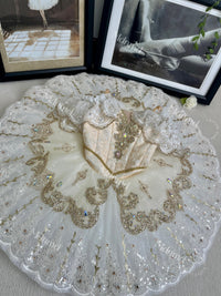 Exquisitely Handmade Gold Professional Ballet Tutu Ideal for Competition Performance Dance Costume Ballerina Dress