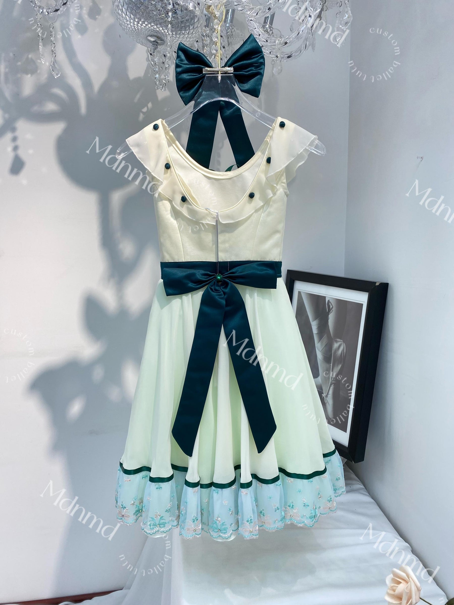 Green Romantic Ballet Tutu Dress - Custom Handmade for Graduation Ball Variations & YAGP Competitions