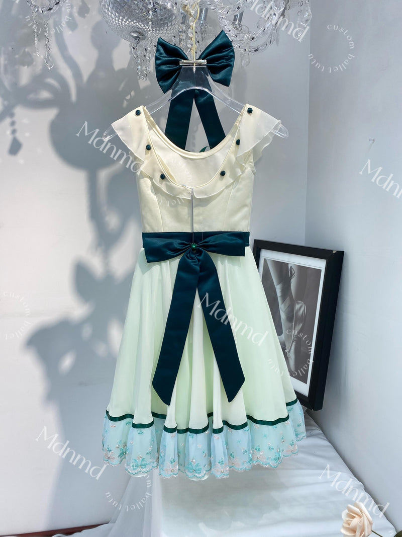 Green Romantic Ballet Tutu Dress - Custom Handmade for Graduation Ball Variations & YAGP Competitions