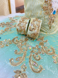 Custom Professional Grade Mint Green Ballet Tutu with Gold Embellishments