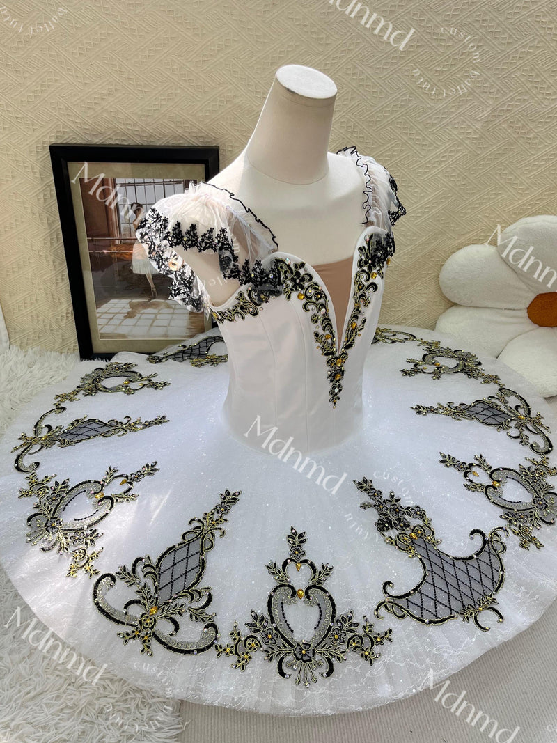 Exquisitely Handmade White Professional Ballet Dress Ideal for Competition Performance Costume
