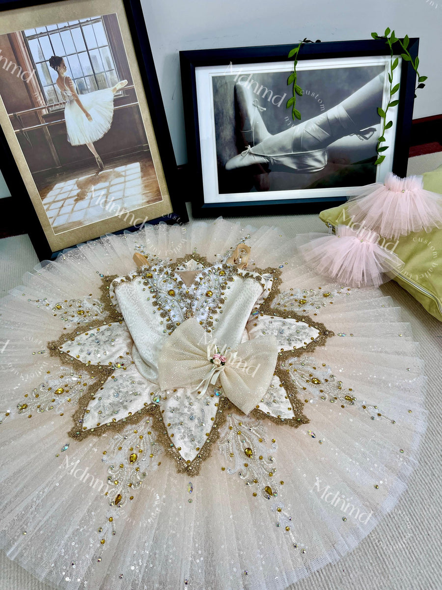 Gold and White Professional Ballet Tutu Pancake Tutu Custom made