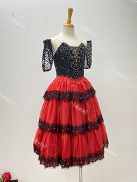 Handmade Don Quixote Nutcracker Ballet Dress - Black and Red Custom Tutu for YAGP & Competitions