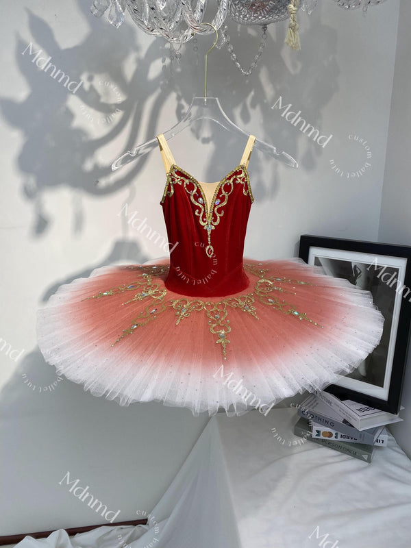 Red Gradient Pancake Ballet Tutu - Handmade Custom for Kids & Adults Ballerina Dnace wear
