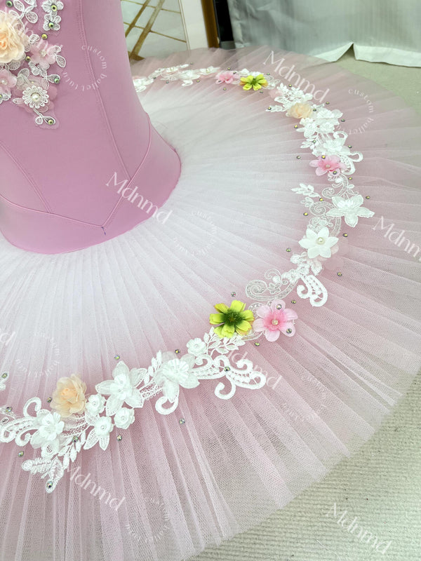Handmade Ballet Pancake Tutu: Blue & Pink Ballerina Costume - Custom Made