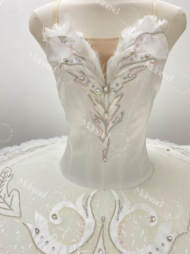 Handmade White Swan Lake Ballet Tutu: Custom Dance Costume