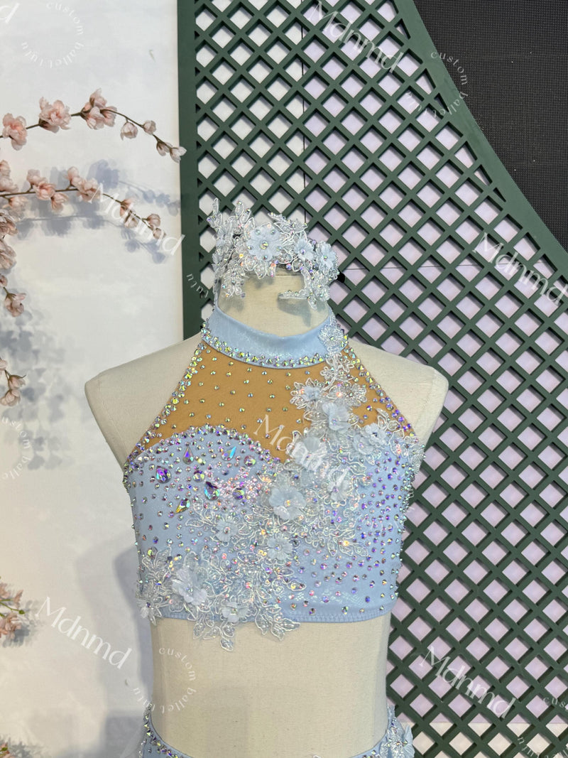 Baby Blue Diamond Lyrical Dance Costume: Jazz, Skating, Gymnastics