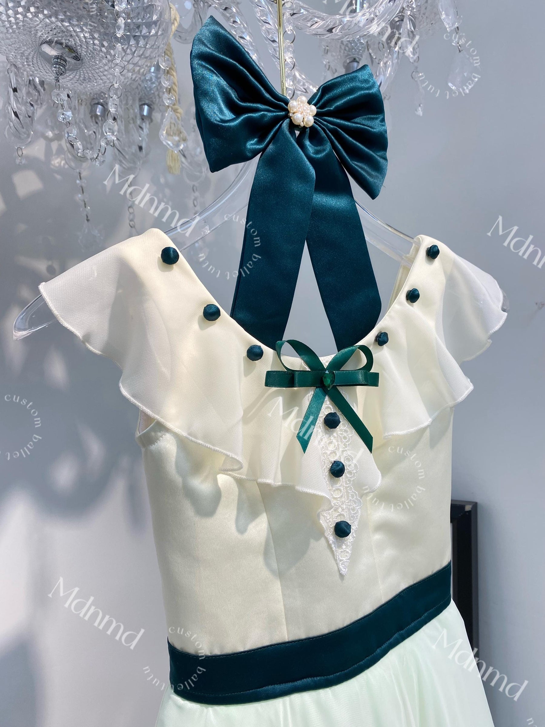 Green Romantic Ballet Tutu Dress - Custom Handmade for Graduation Ball Variations & YAGP Competitions