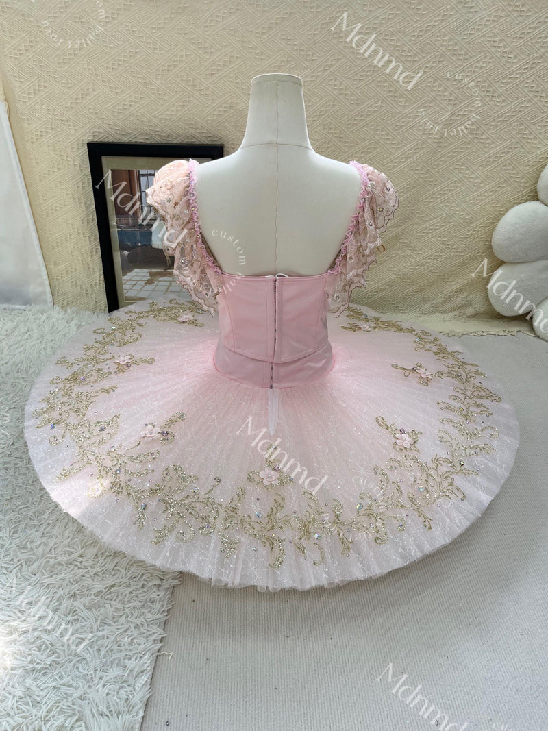 Custom Made Professional Pink Ballet Tutu with Exquisite Embroidery and Shiny Rhinestones Nutcracker