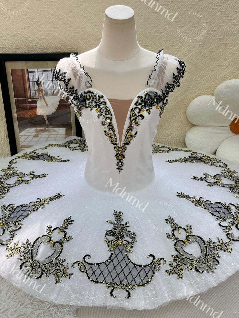 Exquisitely Handmade White Professional Ballet Dress Ideal for Competition Performance Costume