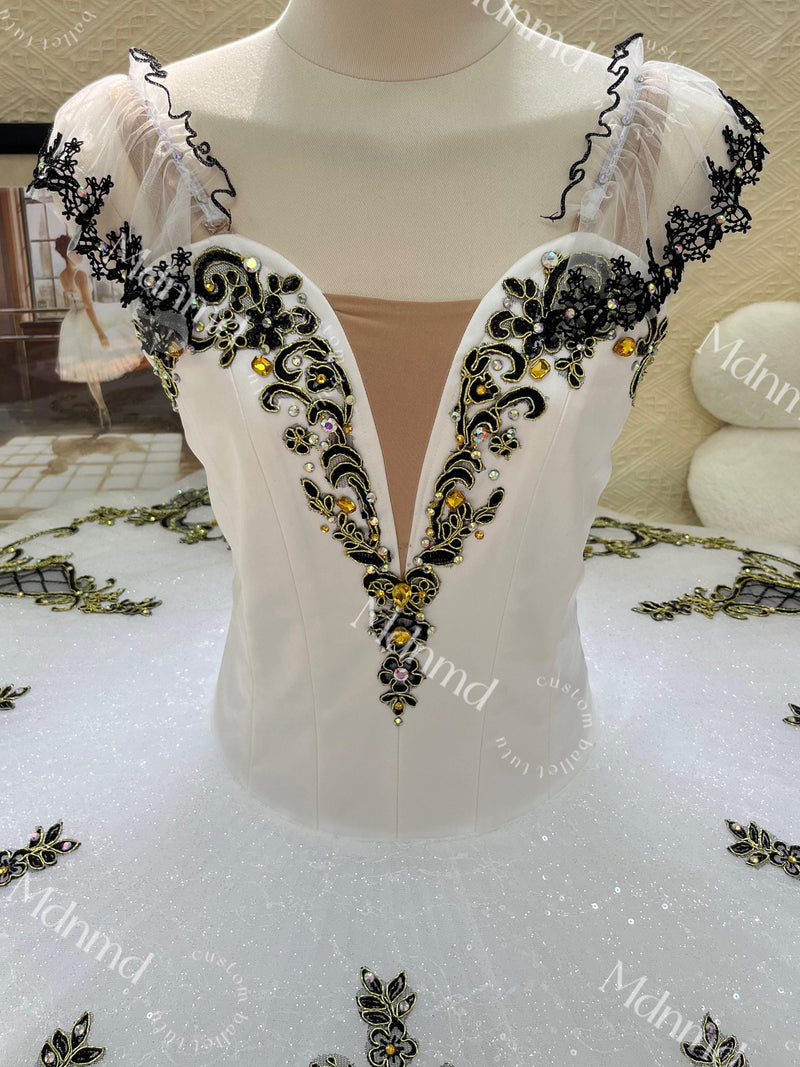 Exquisitely Handmade White Professional Ballet Dress Ideal for Competition Performance Costume