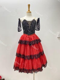 Handmade Don Quixote Nutcracker Ballet Dress - Black and Red Custom Tutu for YAGP & Competitions