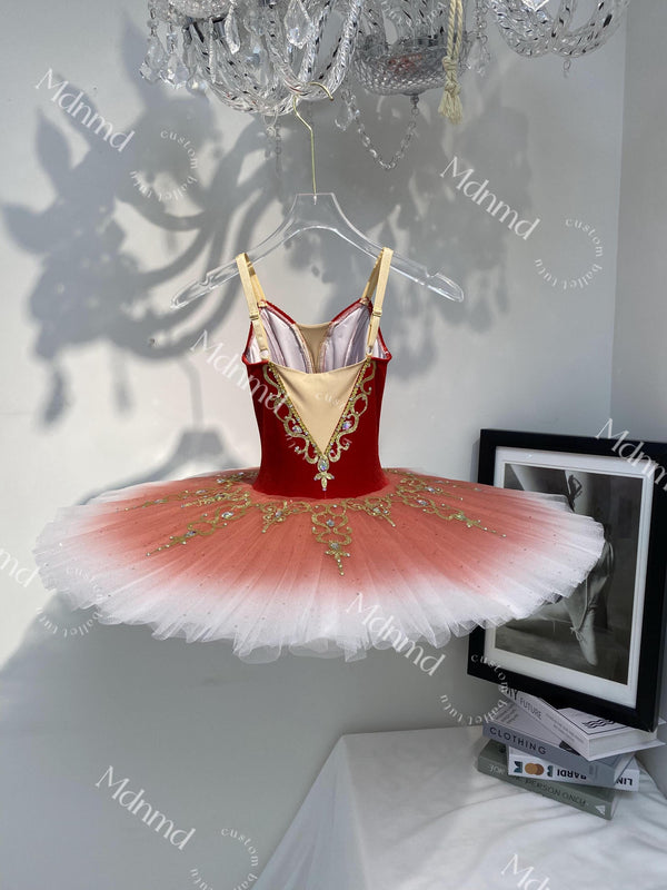 Red Gradient Pancake Ballet Tutu - Handmade Custom for Kids & Adults Ballerina Dnace wear