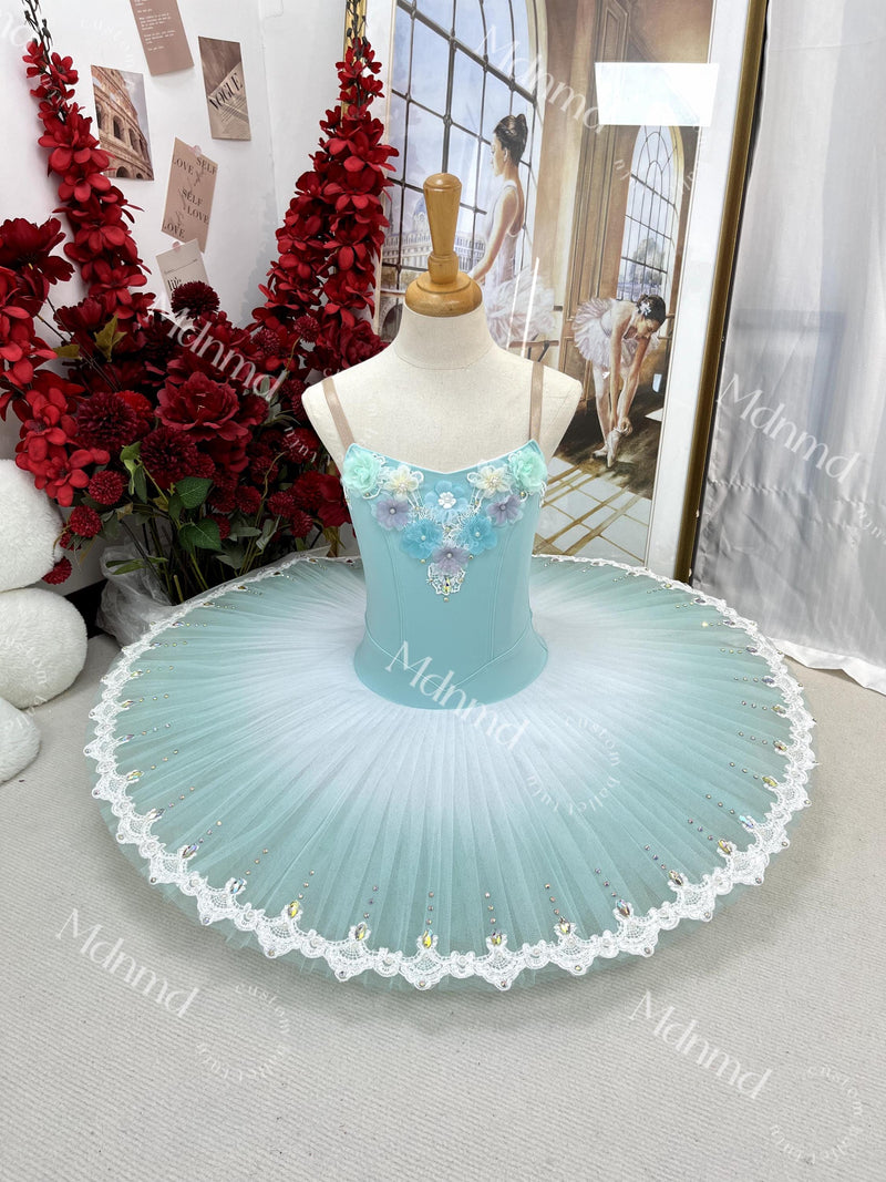 Custom Ballet Tutu Mint Green Bodice with Flower Embellishments