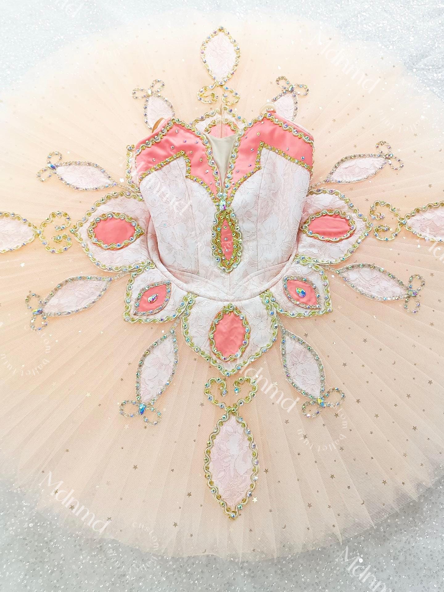 Custom Professional Ballet Tutu with Exquisite Embellishments and Soft Color Palette