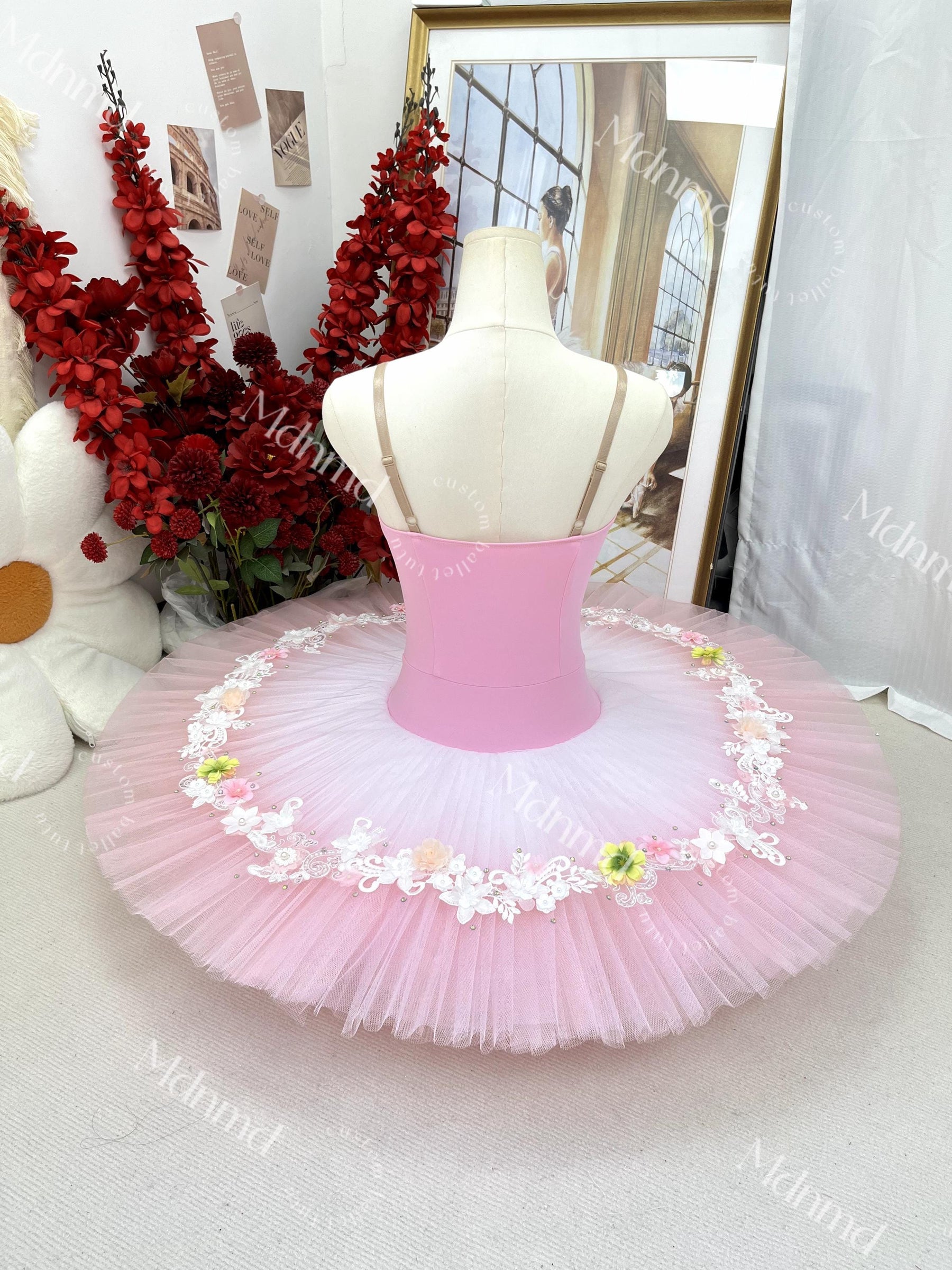 Handmade Ballet Pancake Tutu: Blue & Pink Ballerina Costume - Custom Made