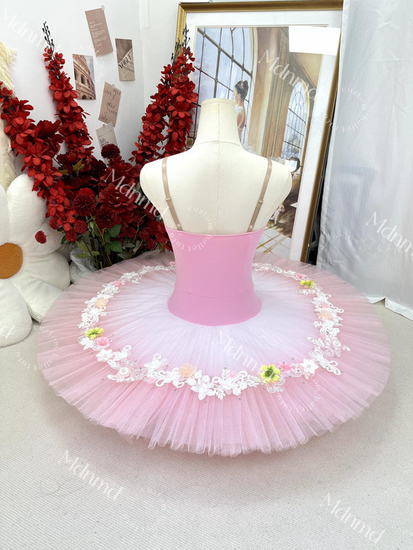 Handmade Ballet Pancake Tutu: Blue & Pink Ballerina Costume - Custom Made