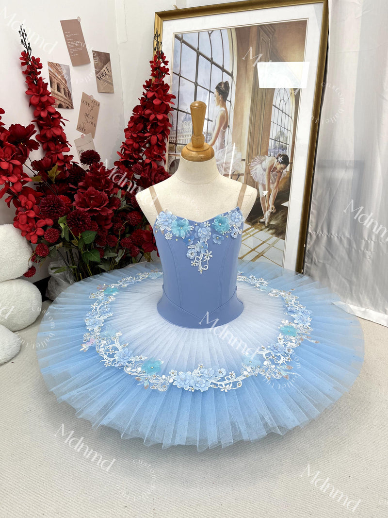 Handmade Ballet Pancake Tutu: Blue & Pink Ballerina Costume - Custom Made