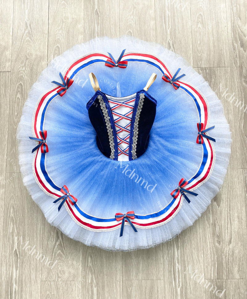 Flames of Paris Blue and Red Classic Professional Ballet Tutu Custom Ballerina Costume