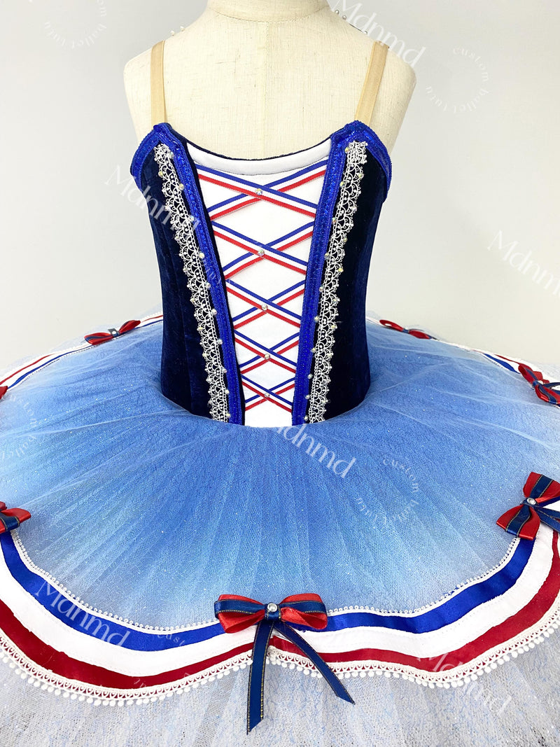 Flames of Paris Blue and Red Classic Professional Ballet Tutu Custom Ballerina Costume