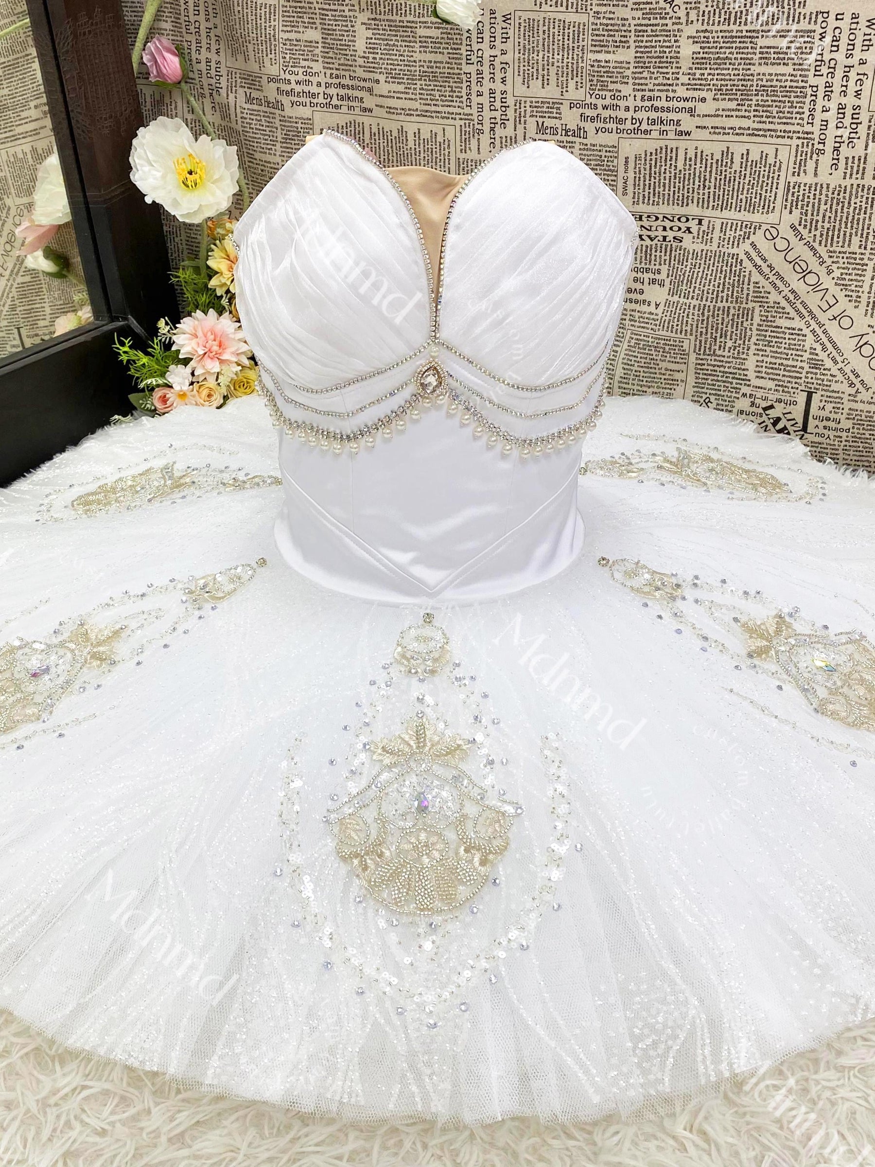 Ballerina Costume White Pancake Tutu Custom Made La Bayadere Silver Fairy Raymonda
